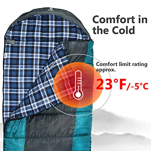 Bessport Sleeping Bag Winter | Flannel Lined 18℉ - 32℉ Extreme 3-4 Season Warm & Cool Weather Adult Sleeping Bags Large | Lightweight, Waterproof For Camping, Backpacking, Hiking #TOP1