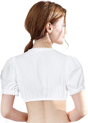 Miniatura 2 de Blusa alemana Dirndl para mujer, blusa corta blanca abombada, disfraz de cerveza, disfraz de fiesta del Oktoberfest bávaro, Blanco