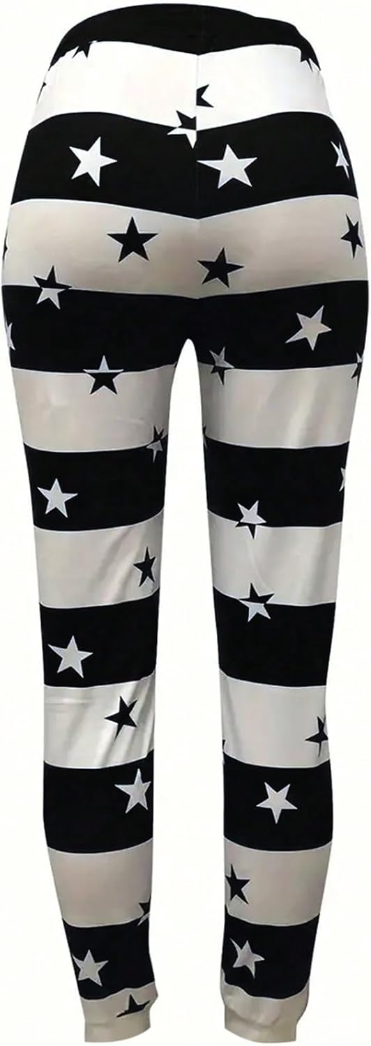 WDIRARA Women's Star Striped Sweatpants Color Block Drawstring Waist Athletic Cropped Jogger Pants - Image 3