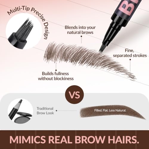 BEPHOLAN 4D Liquid Eyebrow Pen Waterproof hair-like strokes Dark Brown 33 — view 4
