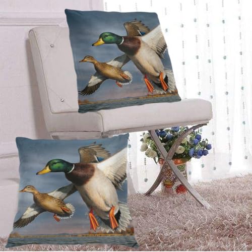 Lot de 2 taies d'oreiller carrées canard colvert imprimées 63x63 cm en coton doux - 7