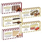 Pack Surtido 5 Turrones Lacasa:Cacao y Almendras, Cacao y Trufa, Nata y Fresa, Tres Chocolates, Mochi con Praliné de Chocolate