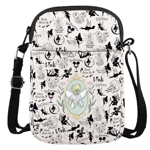 Sac à bandoulière Fée Clochette pour fans de dessin animé Fée Clochette, Tinker Cr EU, 5.91 Inches ×8.27 Inches