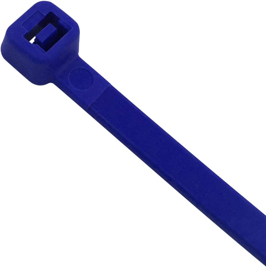 Cambridge ZipIts Nylon 6/6 UL Listed Cable Ties 8-in 50 Lb Standard Duty Self Locking Blue Zip Ties, 100 Pack, Contractor Quality and Strength