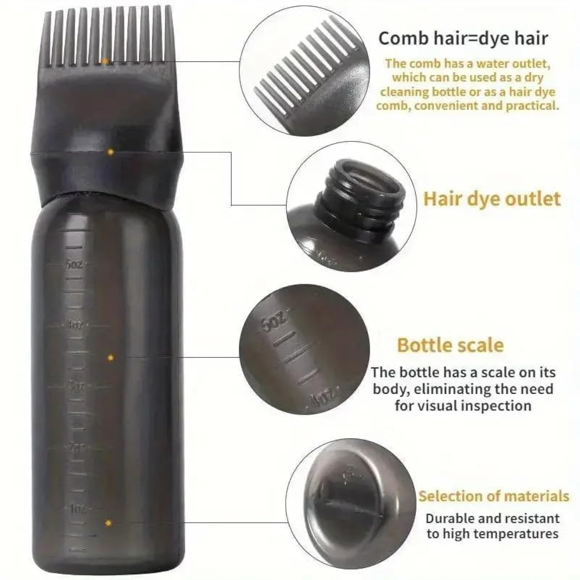 Hair Oil Applicator Bottle with Comb for Hair Growth