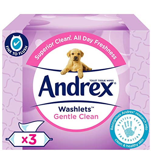 Andrex Washlets, inodoro suave y limpio 3 x 40 toallitas de pañuelos Cover