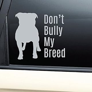 Pitbull Don't Bully My Breed Vinyl Decal Laptop Car Truck Bumper Window Sticker - Gray