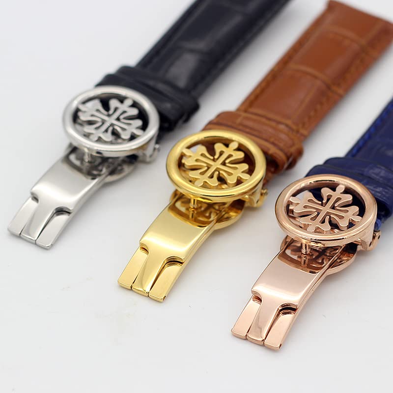 Uhrenarmband aus echtem Leder, 19 mm, 20 mm, 22 mm, für Uhrenarmbänder mit Faltschließe aus Edelstahl für Herren und Damen