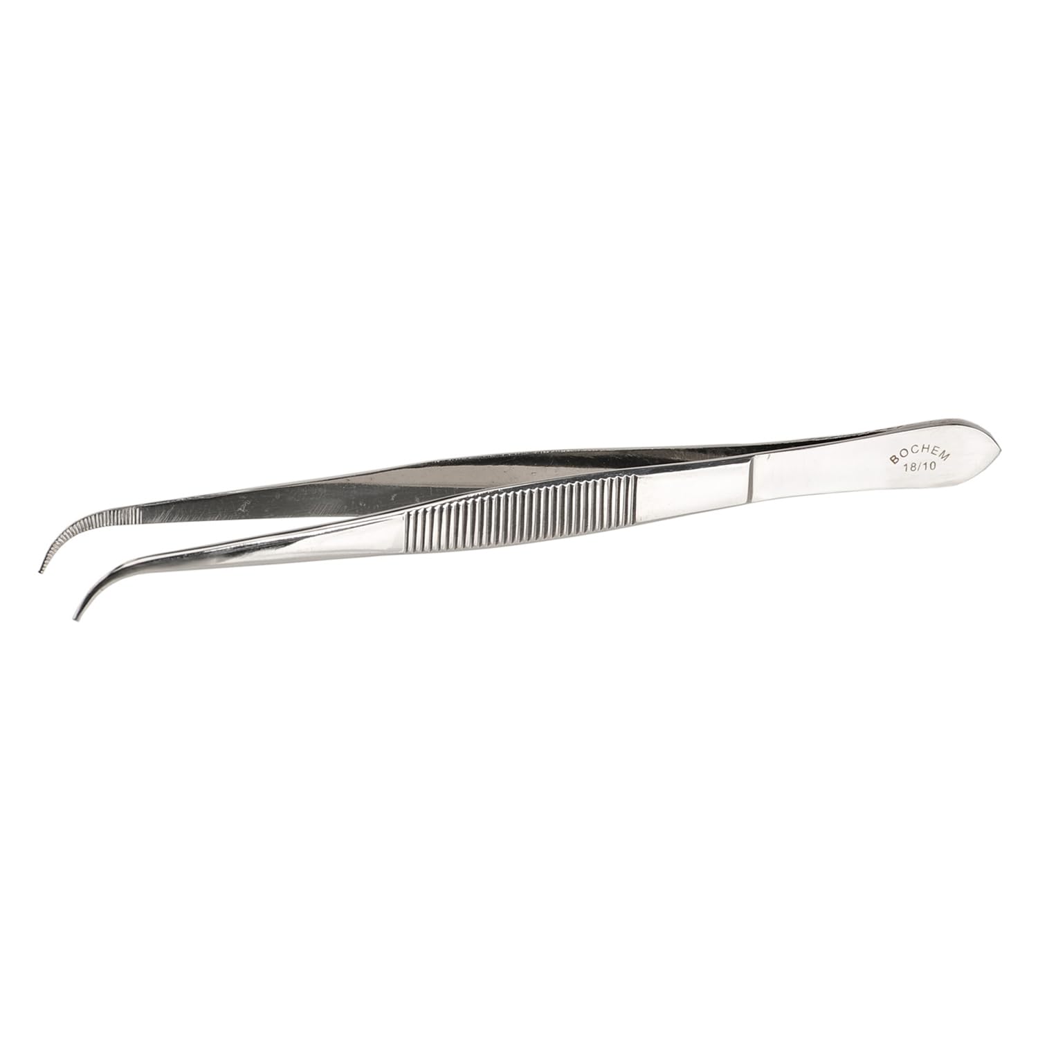 Bochem Pinzas de precisión de acero inoxidable MN-0391, curvadas, puntas sin ranuras, 105 mm de longitud.