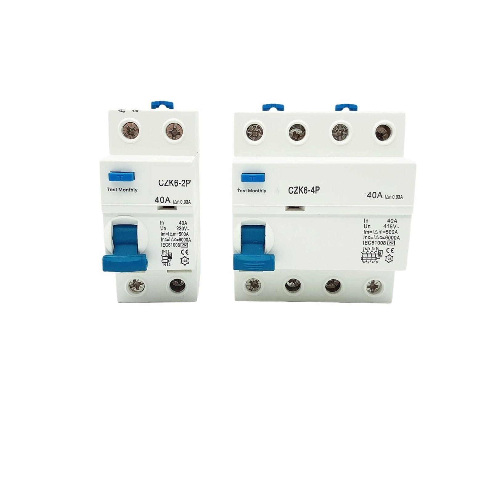 Disjoncteur de type AC 2P16A AC415 avec interrupteur différentiel 100mA