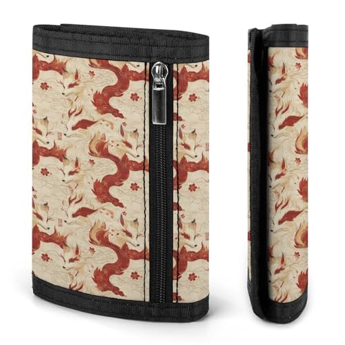 Elegant Red Fox Print Wallet for Men, 8 Credit Card Holder Slim Minimalist Front Pocket Small Mens Bifold Wallets2