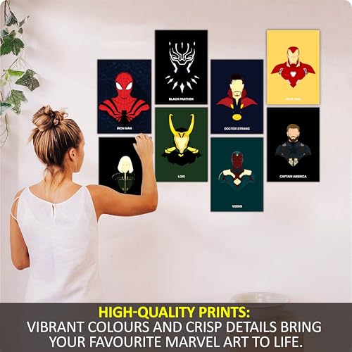 Image of Wonder Hub Super Heroes Wall Posters 8x12 inch (A4 Size) Included Self Adhesive on Back Wall Decor Posters Wall Art For Bedroom, Living room, Office, Dining Room
