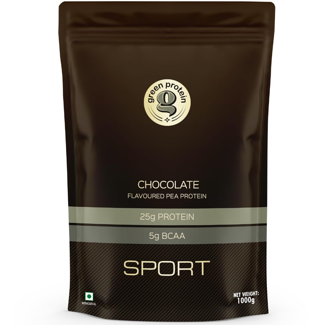 Sport Vegan Plant Pea Protein Isolate Powder, 25gm Protein, 5g BCAA Per Serving, No Added Sugar | Soy Free, Dairy Free, Gluten Free, Allergen Free, Chocolate Flavor, 1kg
