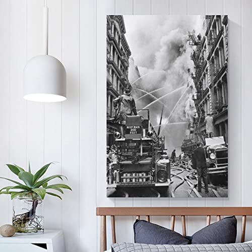 Tomart Fdny, Fire Event Poster, Vintage Art Black And White Photography Canvas Painting Posters And Prints Wall Art Pictures For Living Room Bedroom Decor 20X30Inch(50X75Cm) Unframe-Style #TOP4