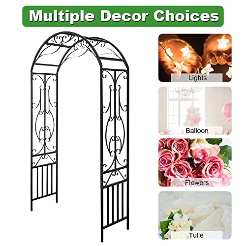 Peach Tree Outdoor Metal Garden Arch, 7' 3" H X 3' 11" W Iron Black Trellis Arbor Various Climbing Plant Growing Lawn Backyard #TOP4
