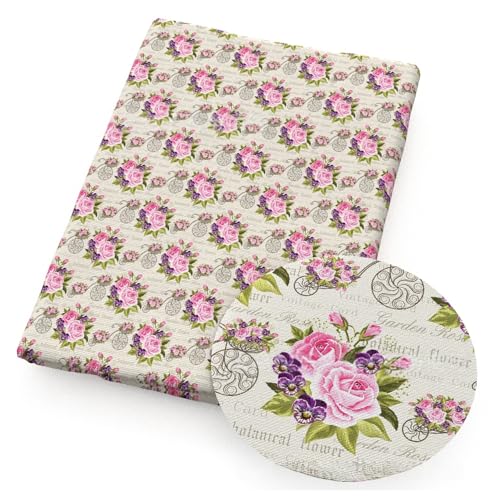 Tissu imprimé floral à motif fleurs roses rétro marron numéro 10 200