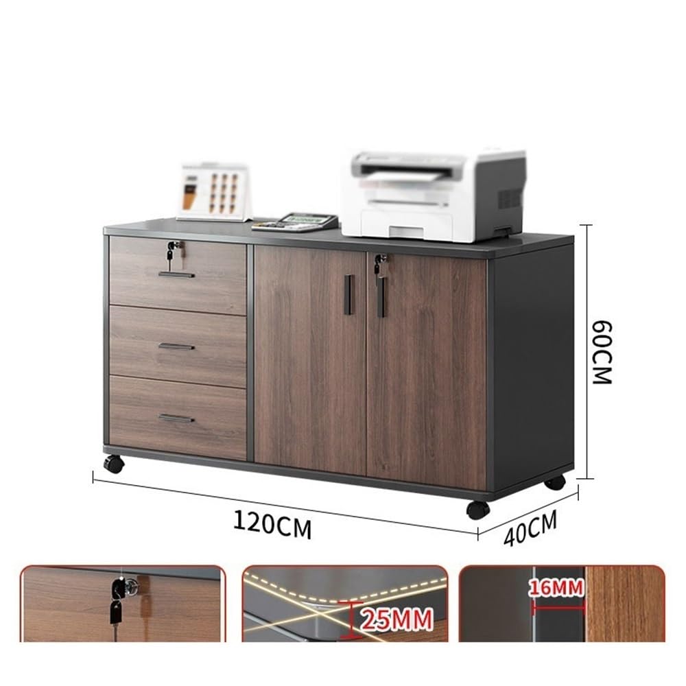 Archivio Armadietto portaoggetti mobile for posizionamento stampante classificatore basso Cassettiera Organizzatore multistrato con anta Armadietti portaoggetti(Bruin)