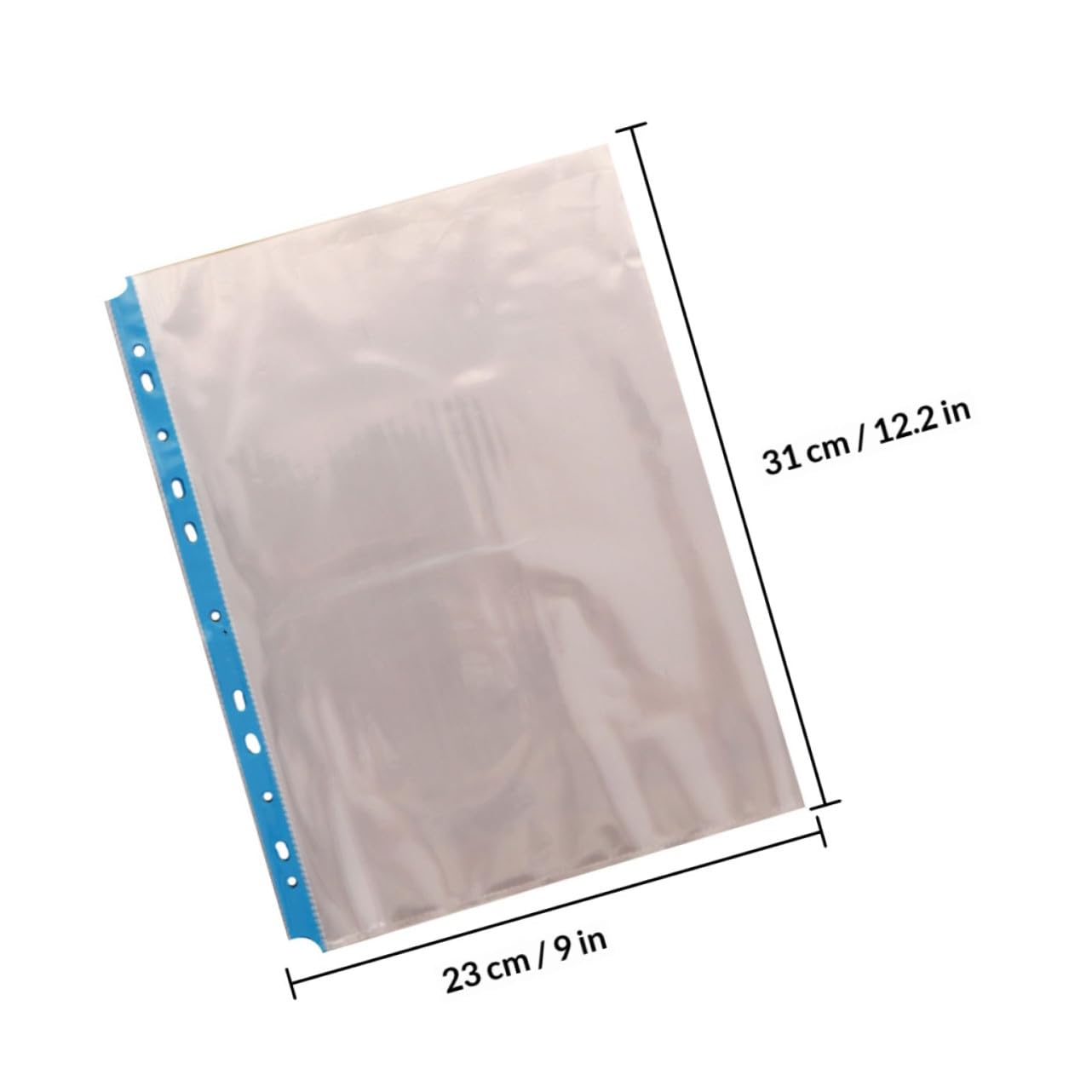 Zerodeko Protège-feuilles A4 Transparent à 11 Trous en Pp, Pochette pour Classeur, Lot de 100 Pièces, pour Collecter et Ranger Documents Travail L'école