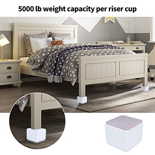 Ezprotekt 2 Inch Bed And Furniture Risers, Heavy Square Chair Sofa Couch Tables Risers, Width 2.4"-Adds 2" Height, Supports 20,000 Lbs, Solid Steel Won't Crack & Scratch Floors (White, 4 Pack) #TOP6
