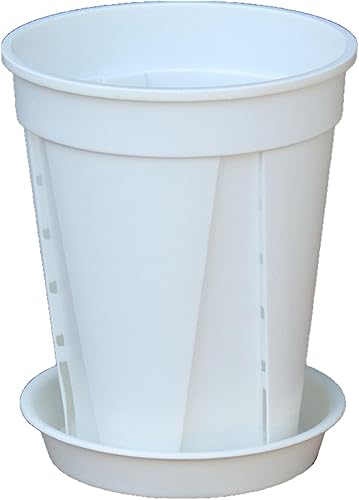 Paquete de 5 macetas para orquídeas, macetas de orquídeas con agujeros y platillos, maceta de plástico para interiores y exteriores, maceta