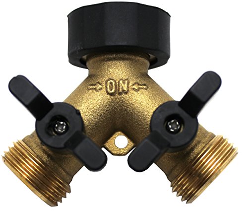 image for Kasian House Heavy Duty Brass Garden Hose Splitter, Y Valve, 2 Way Con