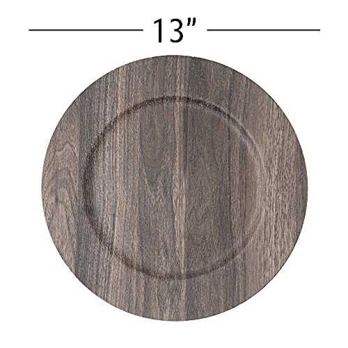 Platos de plástico con acabado madera faux, set x12, 13 pulgadas miniatura 3