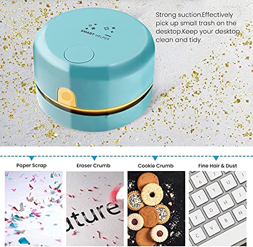 Tihoo Desktop Vacuum Cleaner Usb Recharging Adjustable Suction Power Mini Table Dust Collectors For Keyboard Home Office Green #TOP4