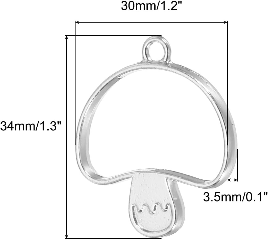 PATIKIL Alloy Open Back Bezel Pendants, Mushroom Shaped Hollow Resin Pendant Frame for DIY Crafts Earrings Necklace Bracelet Making - Image 2