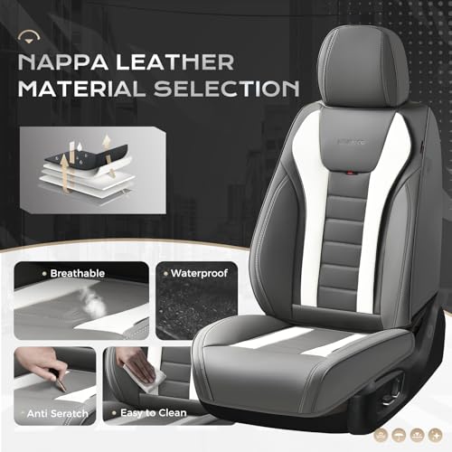 Image of Coverado Car Seat Covers, Front Covers for Cars, Car Seat Cover Front Seats, Automotive Seat Cover, Waterproof, Leather Car Seat Cushion, Universal Interior Covers Seat Protectors for Most Cars