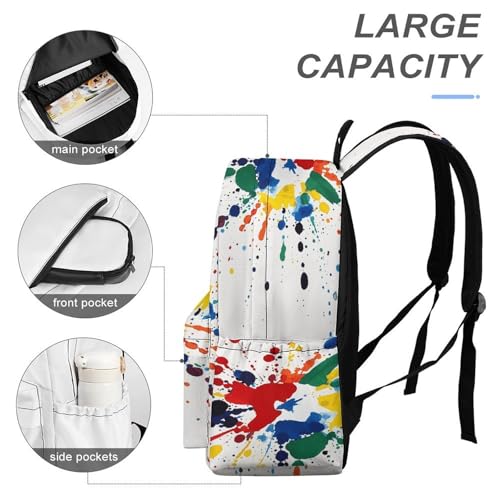 Backpack for Travel, Paint Drops Splattered Print Modern Backpack Shoulder Bag4