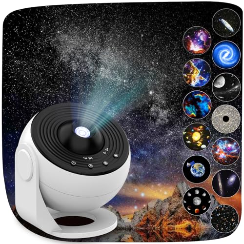 Galaxy Projektor, 13 in 1 Home Planetarium Star Light Projektor für Schlafzimmer 360° rotierenden Nebel Lampe Sternenhimmel Nachtlicht mit 12 Sonnensystem Konstellation Mond für Kinder Erwachsene