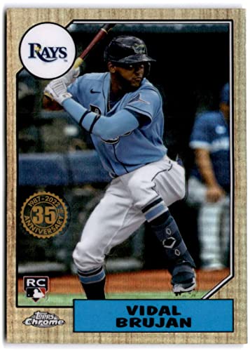 2022 TOPPS CHROME 1987 BASEBALL REFRACTOR 87BC-17 VIDAL BRUJAN TAMPA BAY RAYS BASEBALL OFFICIAL TRADING CARD OF MLB