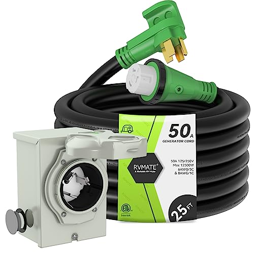 RVMATE 50 Amp Generator Cord & Inlet Box Kit