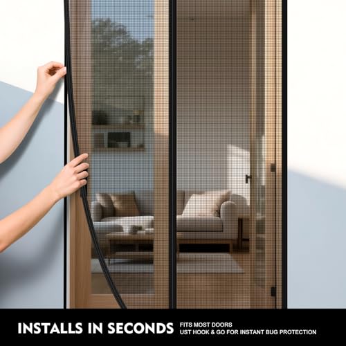ABXMAS Magnetic Screen Door 30" x 81" Black, Mesh Screen with Magnetic Closure-Keeps Bugs Out Let Breeze in Heavy Duty Pet and Kid Friendly - Thumbnail 5