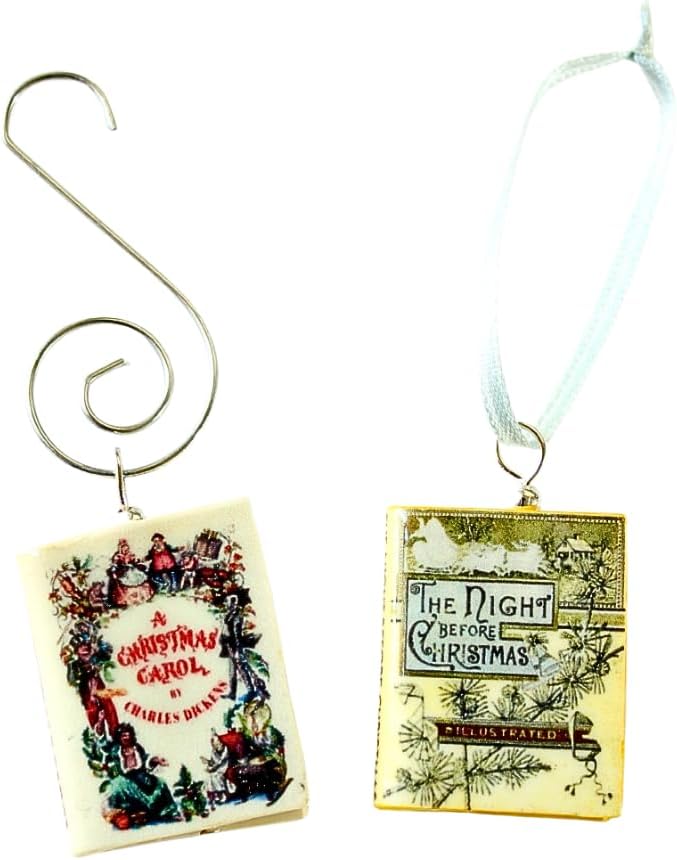 Christmas Classics Story Mini Book Pendant Ornaments from Polymer Clay by Book Beads
