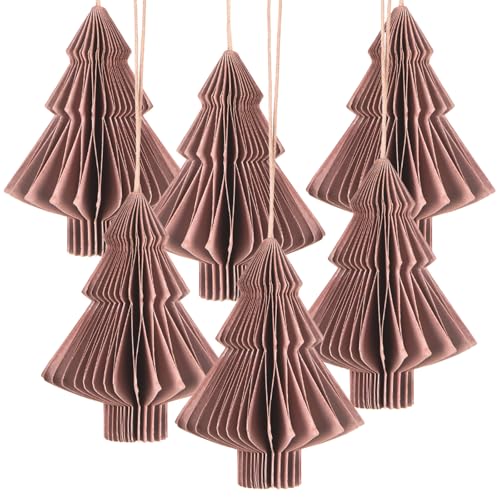 Logbuch-Verlag 6 Altrosa Papieranhänger Baum Weihnachtsbaumanhänger rosa Tannenbaum Papier Honeycomb Baumschmuck modern 7,5 cm