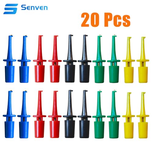 Senvenelec 20Pcs Multimeter-Prüfhaken-Klemme, Multimeter-Blei-Prüfhaken-Klemme, elektronische Mini-Prüfsonde, Werkzeug zur Aufrechterhaltung der Prüfkopfklemme -5 Farben.