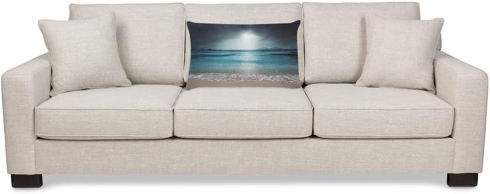EKOBLA Throw Pillow Cover Dark Beach Nautical Style Holiday Summer Outdoor Ocean Coastal Sandy Sea Theme Decor Lumbar Pillow Case Cushion for Sofa Couch Bed Standard Queen Size 20x30 Inch - Image 3