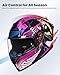 ILM Motorcycle Helmet Full Face with Pinlock Compatible Clear&Tinted Visors and Fins Street Bike Motocross Casco DOT Model Z501(Rose Agent, Medium)