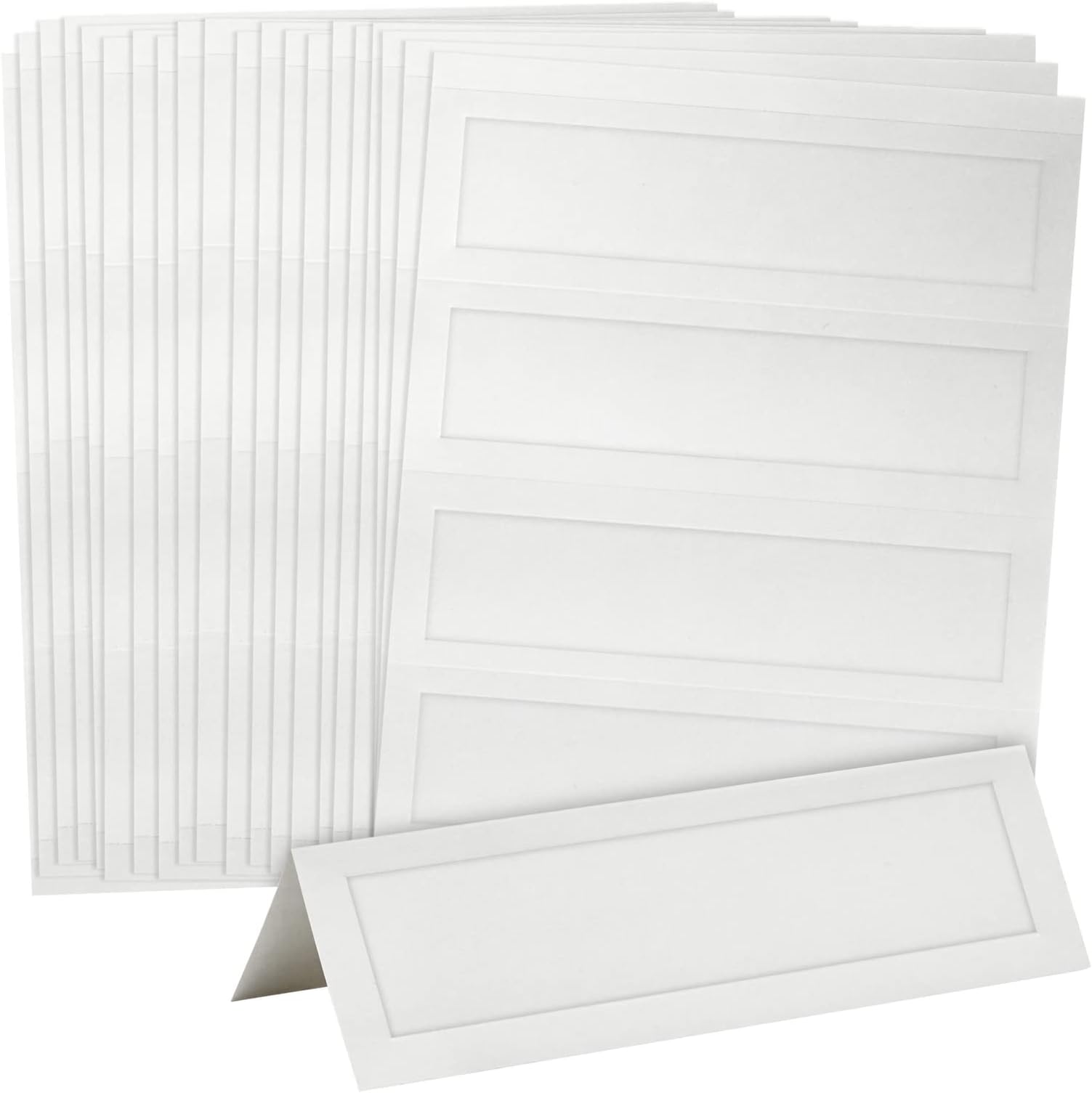 Sustainable Greetings Table Tents - 2.5 x 8 In, White, 120 Pack, 180 GSM Cardstock - Printable Seating Place Cards & Name Tents for Wedding & Event Tables - Easy Fold Tented Placecards