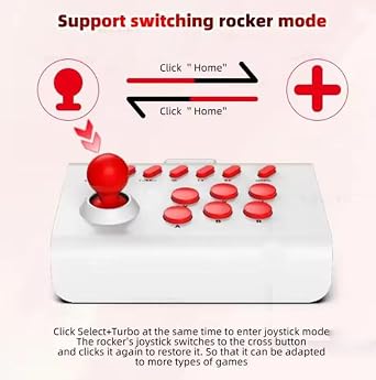 Melody Sophia Wireless Arcade Fight Stick Joystick for PS4 PS3 Switch PC Mini Retro Game Joystick Fighting Controller (White Red)