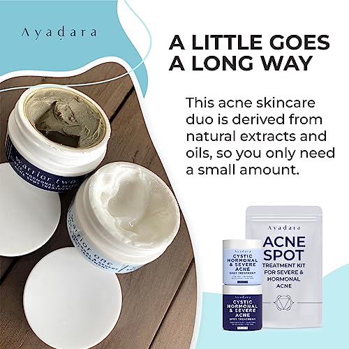 Ayadara Day & Night Cystic Acne Spot Treatment, Daytime And Overnight Acne Spot Treatment For Hormonal, Severe Acne, Cystic Acne Treatment For Face, Pimple Cream Tea Tree Bentonite Clay, 90 Day Supply #TOP6