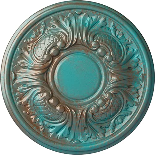 Ekena Millwork CM11WACGS 11-3/4" x 1-1/4" Wakefield Ceiling Medallion, Copper Green Patina