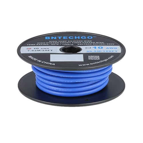 Vista 9 de BNTECHGO 10 alambre de silicona de calibre 50 pies ultra flexible de alta temperatura 200 oC 600 V 10 AWG silicona 1050 hebras de alambre trenzado