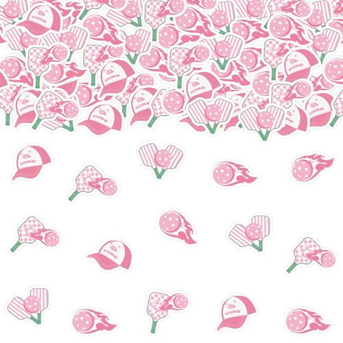 Cheereveal 200PCS Pink Pickleball Confetti for Girls Women, Pickleball Rackets Table Decoration, Retirement Sports Themed Birthday Baby Shower Party Decoration Supplies