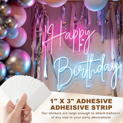 Image of Dianelhall 500pcs 2.95 inch X0.98 inch Balloons Adhesive Strip, 0.02in Thick, Clear Double Sided Balloons Tape Pad Sticker for Temporary Fixing Birthday Party Decor