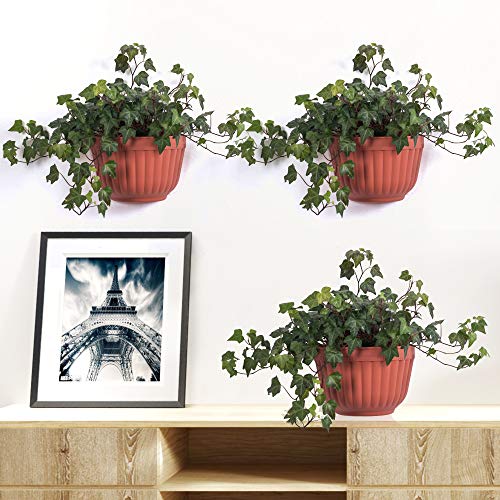 4 Pack Brick Red Wall Hanging Planter Pot Vertical Garden Living Wall Mount Window Hang Indoor Outdoor Plant Flower Basket For Kitchen Herbs Balcony Railing Shelf Fence Bedroom Trellis Decor Modern #TOP3