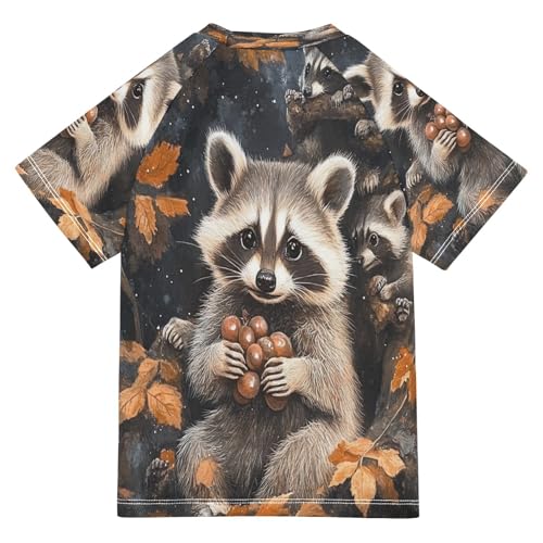 Kids Swimsuit Watercolor Raccoon Cartoon Sunscreen T-Shirts Swimwear Sets UPF 50+2