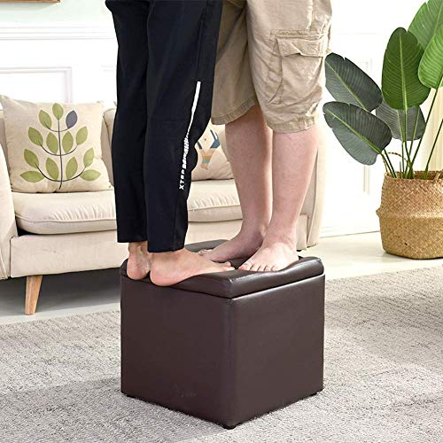Ottoman de rangement carré orange avec couvercle chambre