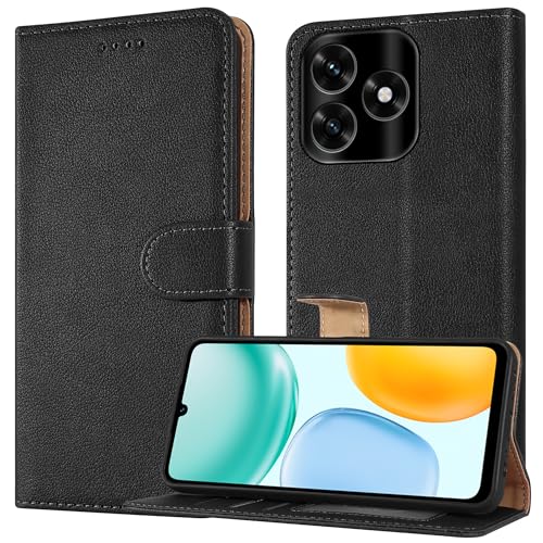 PIXFAB Case for Honor X5C Plus Leather Wallet Phone Case Magnetic Book Flip Folio Cover [RFID Protection & 3 Card Slots] and [Kickstand] for Honor X5C Plus - Black